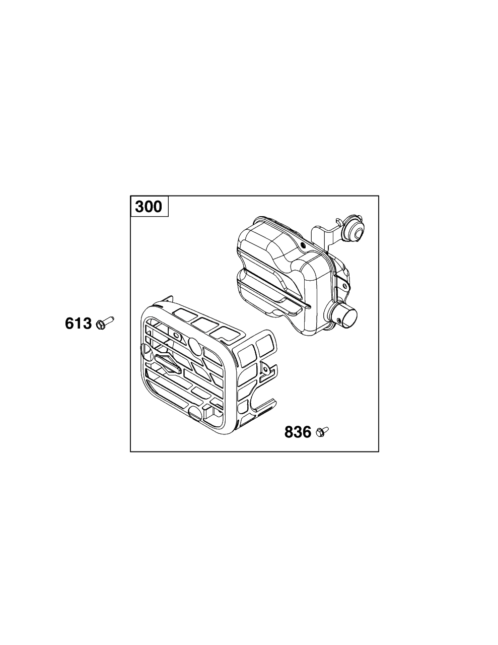 Exhaust Group Diagram and Parts List for 93J0B-0109-H1  Briggs and Stratton Engine